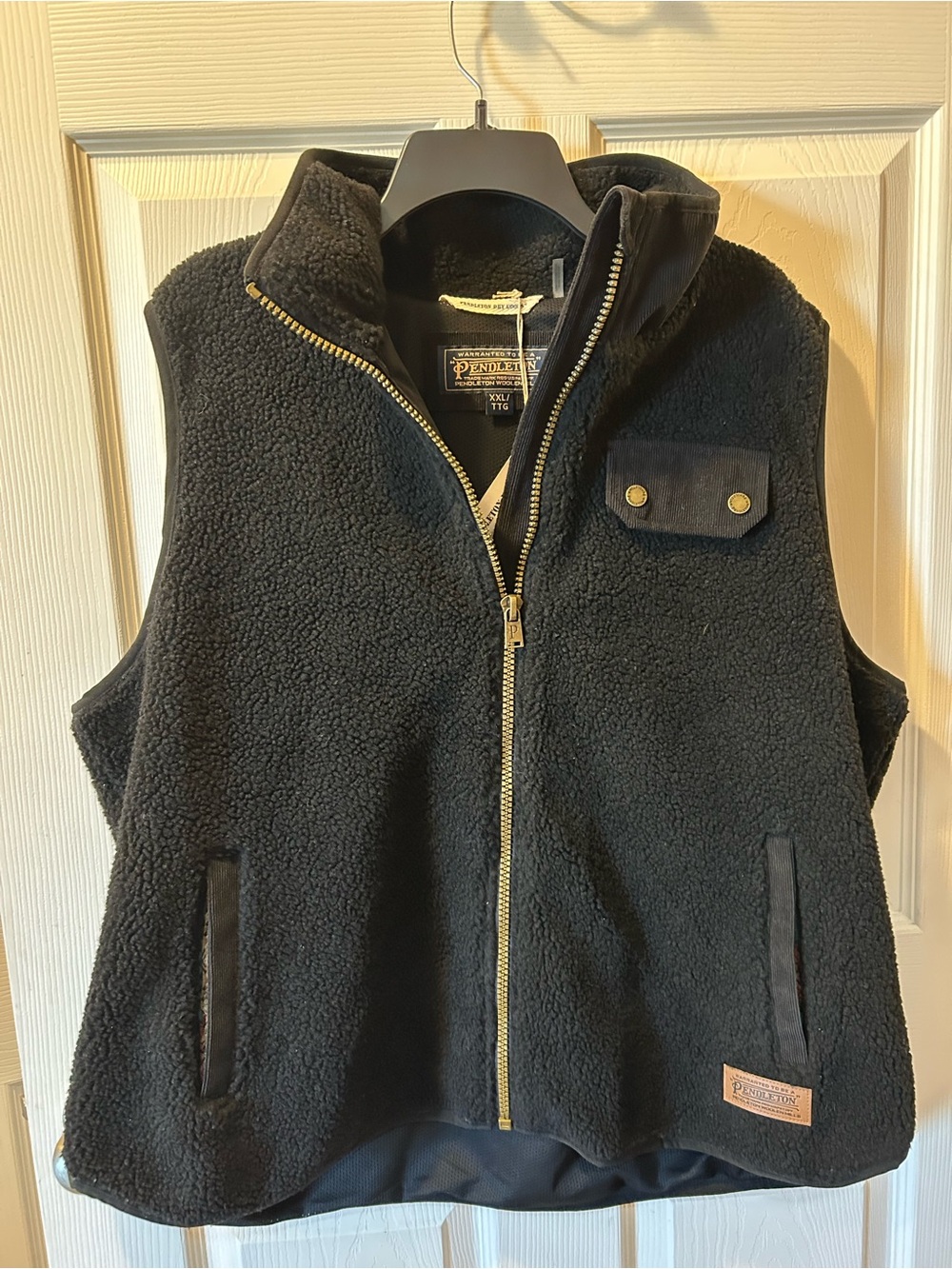 Pendleton XXL Women’s Black Faux Sherpa & Corduroy Zip Vest Laurel Fleece NWT